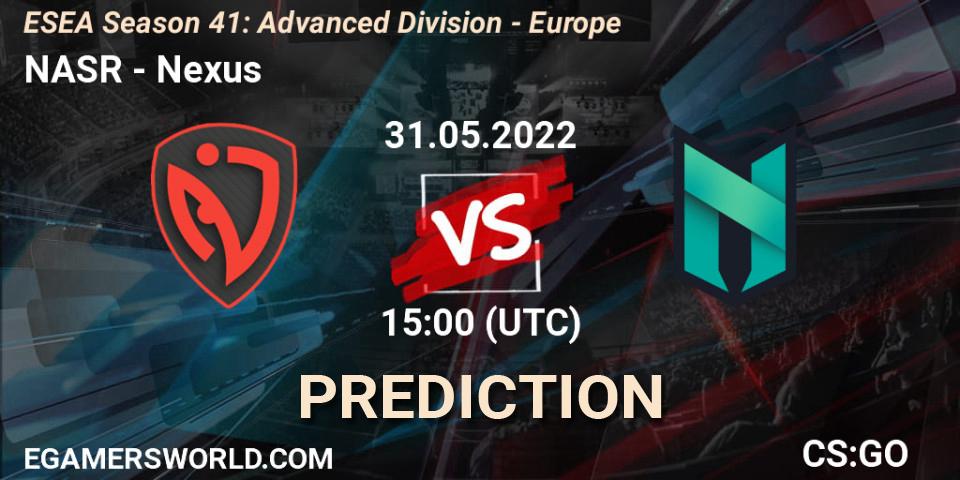 NASR - Nexus: прогноз. 31.05.2022 at 15:00, Counter-Strike (CS2), ESEA Season 41: Advanced Division - Europe