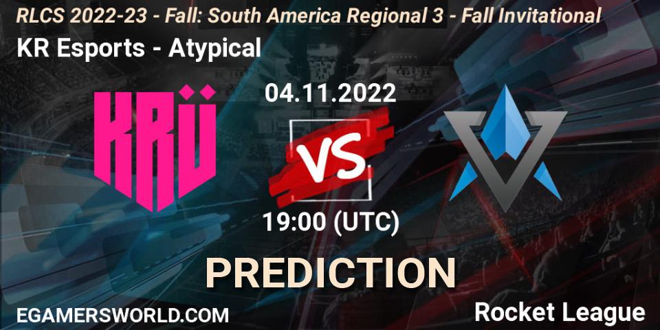 KRÜ Esports - Atypical: прогноз. 04.11.2022 at 19:00, Rocket League, RLCS 2022-23 - Fall: South America Regional 3 - Fall Invitational