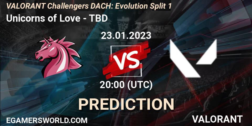 Unicorns of Love - TBD: прогноз. 23.01.2023 at 20:00, VALORANT, VALORANT Challengers 2023 DACH: Evolution Split 1