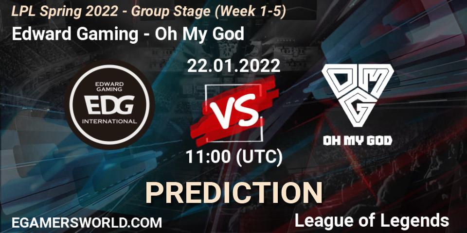Edward Gaming - Oh My God: прогноз. 22.01.2022 at 11:45, LoL, LPL Spring 2022 - Group Stage (Week 1-5)