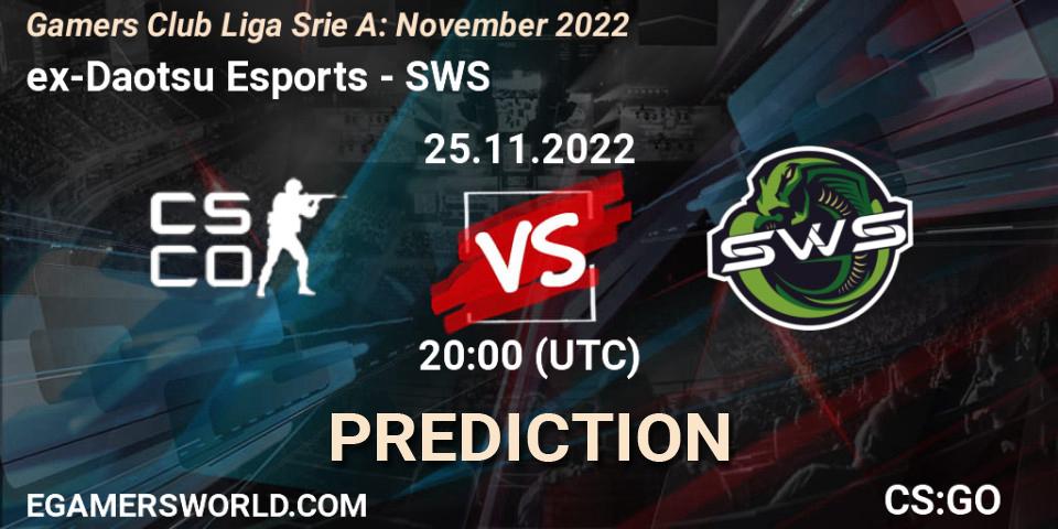 ex-Daotsu Esports - SWS: прогноз. 25.11.22, CS2 (CS:GO), Gamers Club Liga Série A: November 2022