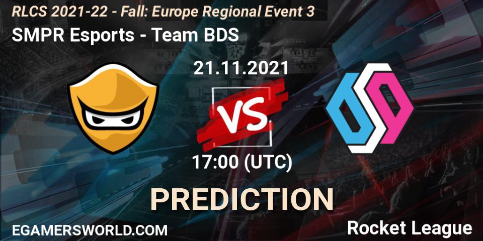 SMPR Esports - Team BDS: прогноз. 21.11.2021 at 17:00, Rocket League, RLCS 2021-22 - Fall: Europe Regional Event 3