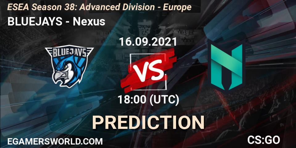 BLUEJAYS - Nexus: прогноз. 16.09.2021 at 18:00, Counter-Strike (CS2), ESEA Season 38: Advanced Division - Europe