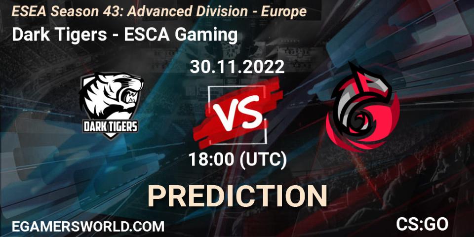 Dark Tigers - ESCA Gaming: прогноз. 30.11.22, CS2 (CS:GO), ESEA Season 43: Advanced Division - Europe