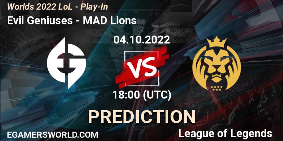 Evil Geniuses - MAD Lions: прогноз. 04.10.2022 at 18:00, LoL, Worlds 2022 LoL - Play-In