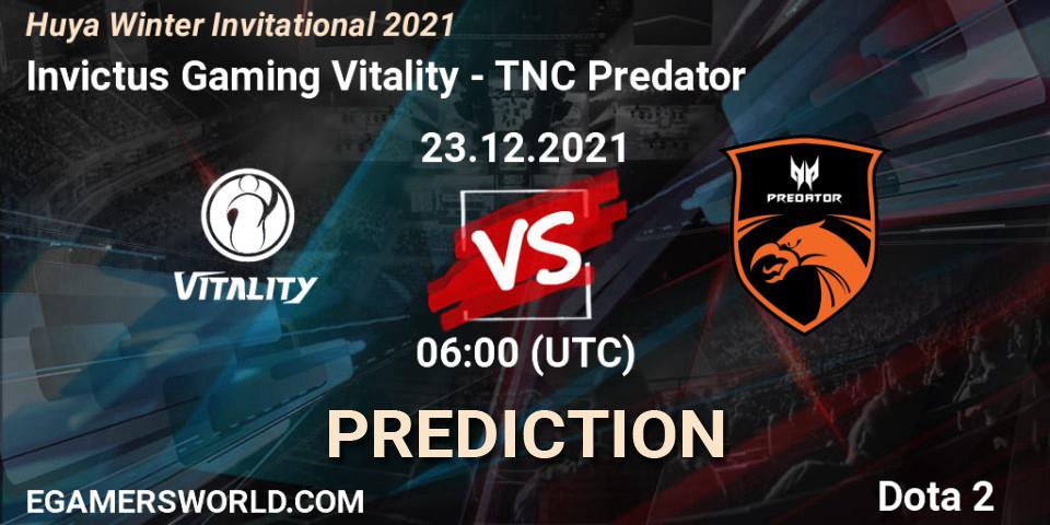 Invictus Gaming Vitality - TNC Predator: прогноз. 23.12.2021 at 06:03, Dota 2, Huya Winter Invitational 2021