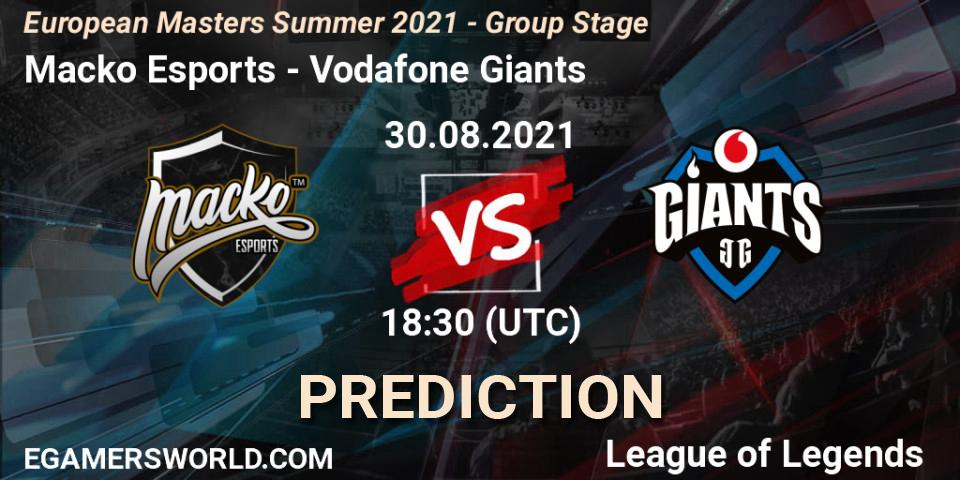 Macko Esports - Vodafone Giants: прогноз. 30.08.2021 at 18:30, LoL, European Masters Summer 2021 - Group Stage