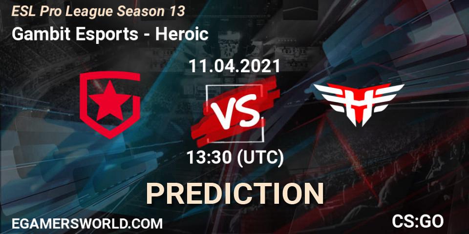 Gambit Esports - Heroic: прогноз. 11.04.2021 at 13:30, Counter-Strike (CS2), ESL Pro League Season 13