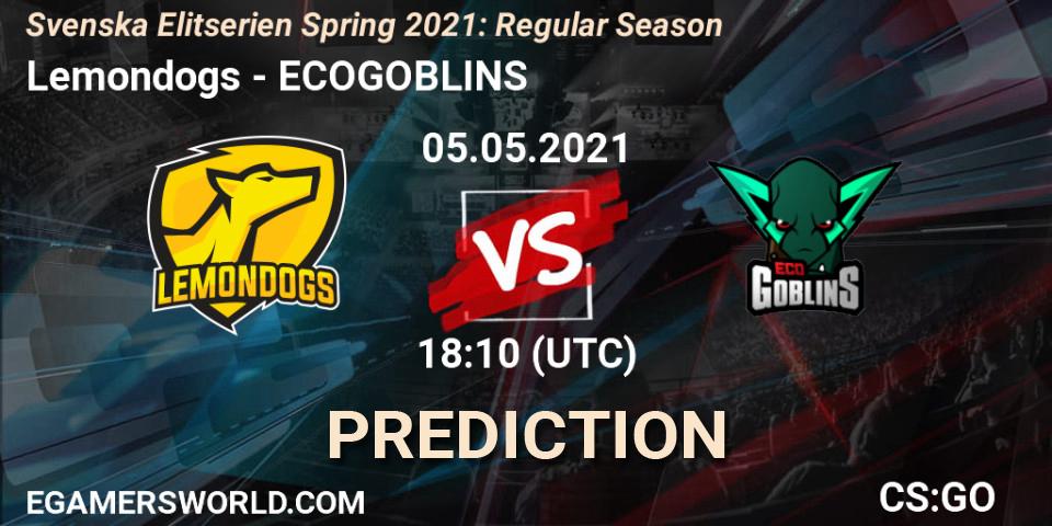 Lemondogs - ECOGOBLINS: прогноз. 06.05.2021 at 18:10, Counter-Strike (CS2), Svenska Elitserien Spring 2021: Regular Season
