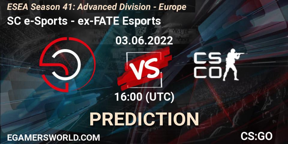 SC e-Sports - ex-FATE Esports: прогноз. 03.06.2022 at 16:00, Counter-Strike (CS2), ESEA Season 41: Advanced Division - Europe
