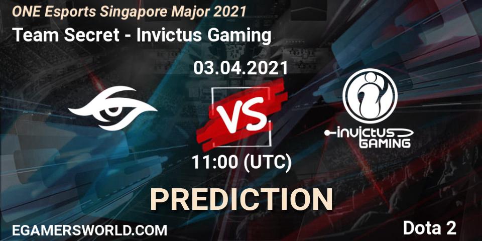 Team Secret - Invictus Gaming: прогноз. 03.04.2021 at 12:54, Dota 2, ONE Esports Singapore Major 2021