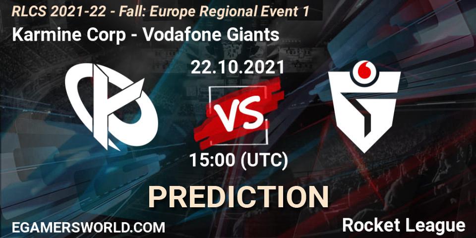 Karmine Corp - Vodafone Giants: прогноз. 22.10.2021 at 15:00, Rocket League, RLCS 2021-22 - Fall: Europe Regional Event 1