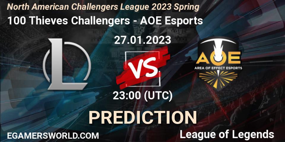 100 Thieves Challengers - AOE Esports: прогноз. 28.01.23, LoL, NACL 2023 Spring - Group Stage