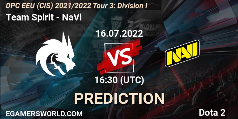 Team Spirit - NaVi: прогноз. 16.07.2022 at 16:49, Dota 2, DPC EEU (CIS) 2021/2022 Tour 3: Division I