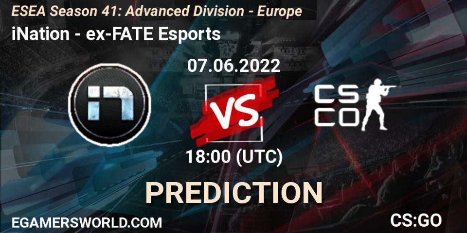iNation - ex-FATE Esports: прогноз. 07.06.2022 at 18:00, Counter-Strike (CS2), ESEA Season 41: Advanced Division - Europe