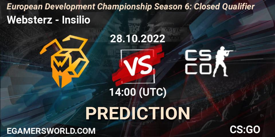 Websterz - Insilio: прогноз. 28.10.2022 at 14:00, Counter-Strike (CS2), European Development Championship Season 6: Closed Qualifier