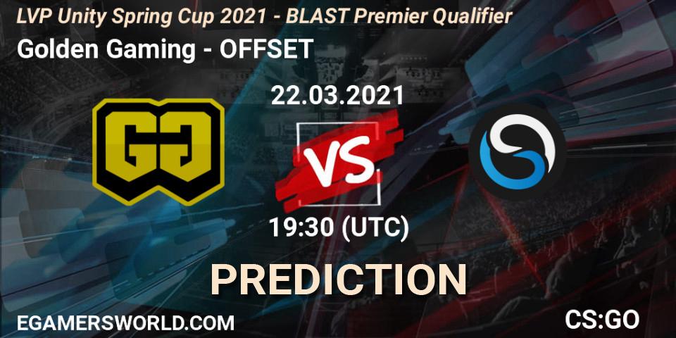 Golden Gaming - OFFSET: прогноз. 22.03.2021 at 19:30, Counter-Strike (CS2), LVP Unity Cup Spring 2021 - BLAST Premier Qualifier