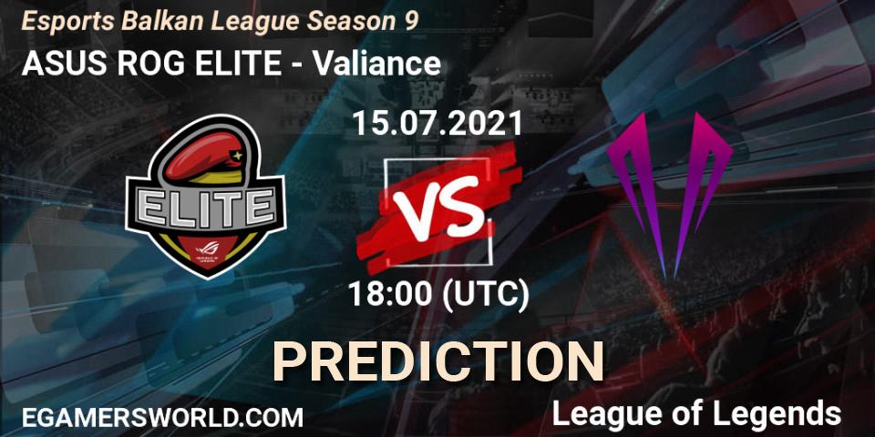 ASUS ROG ELITE - Valiance: прогноз. 15.07.21, LoL, Esports Balkan League Season 9