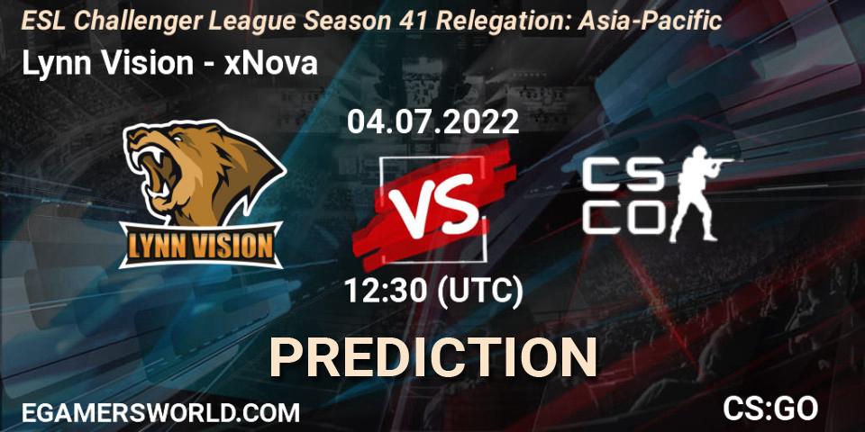 Lynn Vision - xNova: прогноз. 04.07.2022 at 12:30, Counter-Strike (CS2), ESL Challenger League Season 41 Relegation: Asia-Pacific