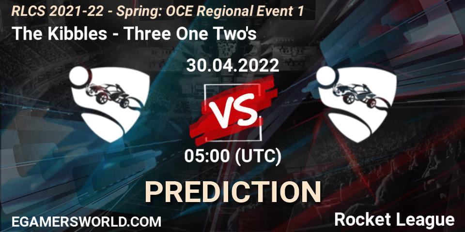 The Kibbles - Three One Two's: прогноз. 30.04.2022 at 05:00, Rocket League, RLCS 2021-22 - Spring: OCE Regional Event 1