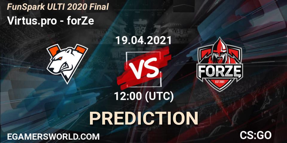 Virtus.pro - forZe: прогноз. 19.04.2021 at 12:00, Counter-Strike (CS2), Funspark ULTI 2020 Finals