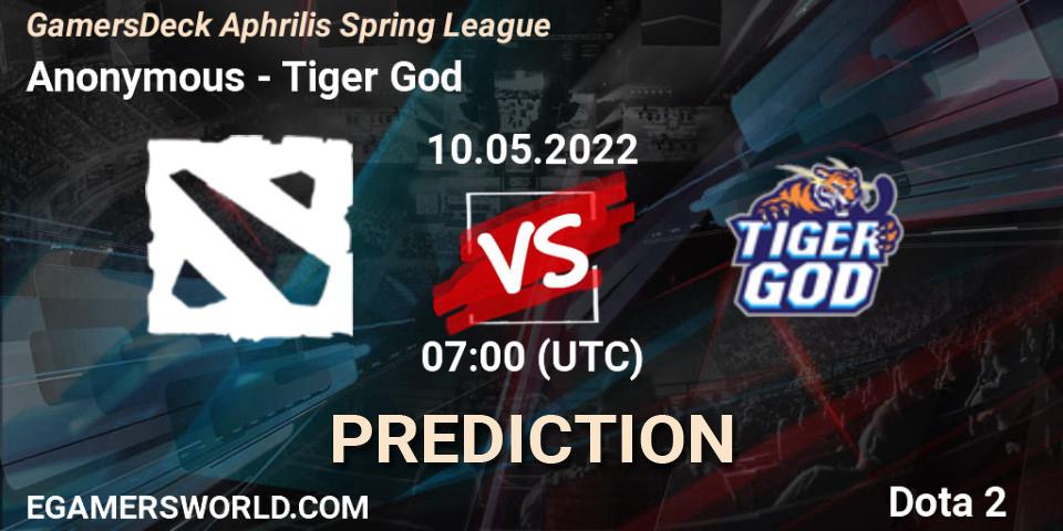 Anonymous - Tiger God: прогноз. 10.05.22, Dota 2, GamersDeck Aphrilis Spring League