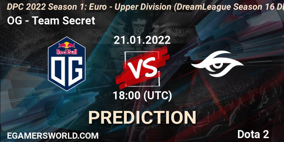 OG - Team Secret: прогноз. 21.01.2022 at 18:33, Dota 2, DPC 2022 Season 1: Euro - Upper Division (DreamLeague Season 16 DPC WEU)