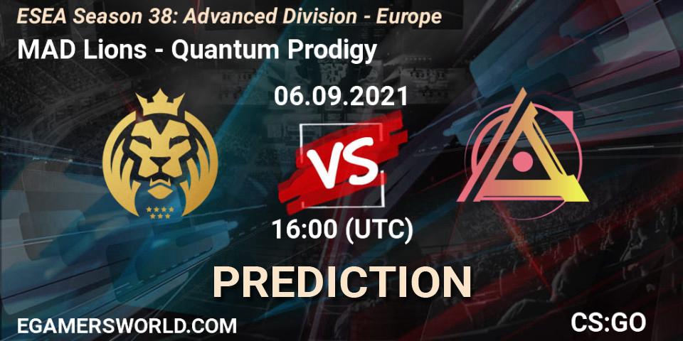 MAD Lions - Quantum Prodigy: прогноз. 06.09.2021 at 16:00, Counter-Strike (CS2), ESEA Season 38: Advanced Division - Europe