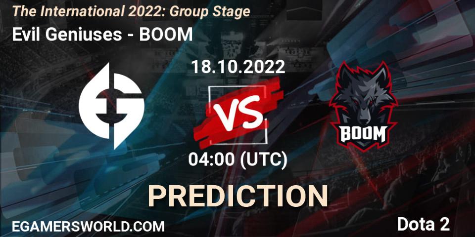 Evil Geniuses - BOOM: прогноз. 18.10.22, Dota 2, The International 2022: Group Stage