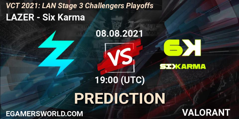 LAZER - Six Karma: прогноз. 08.08.2021 at 19:00, VALORANT, VCT 2021: LAN Stage 3 Challengers Playoffs