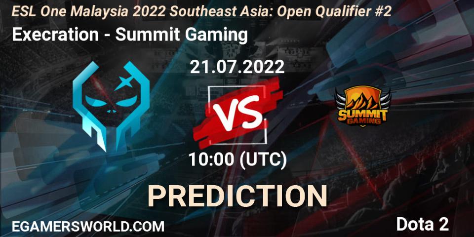 Execration - Summit Gaming: прогноз. 21.07.2022 at 10:00, Dota 2, ESL One Malaysia 2022 Southeast Asia: Open Qualifier #2