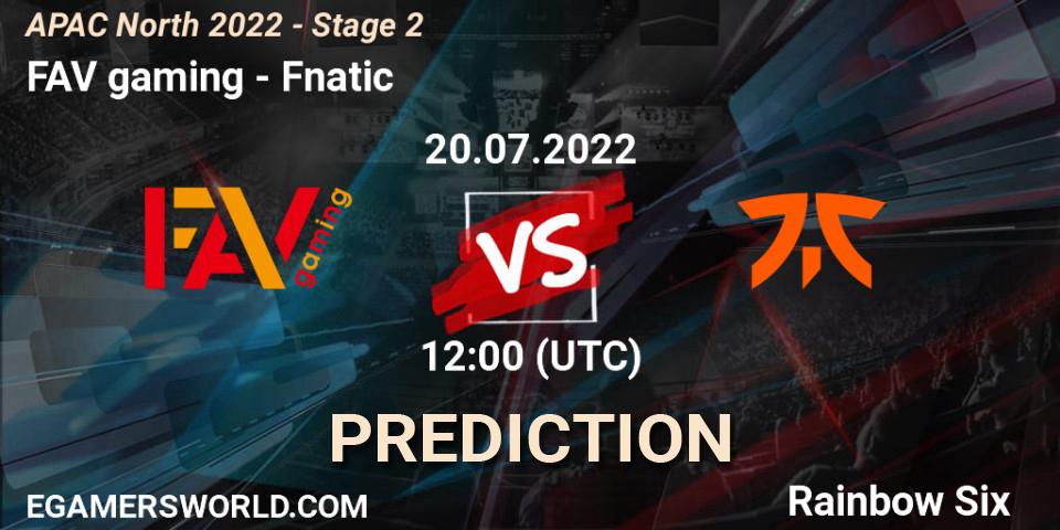 FAV gaming - Fnatic: прогноз. 20.07.2022 at 12:00, Rainbow Six, APAC North 2022 - Stage 2