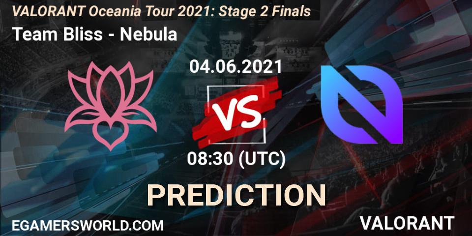 Team Bliss - Nebula: прогноз. 04.06.2021 at 08:30, VALORANT, VALORANT Oceania Tour 2021: Stage 2 Finals
