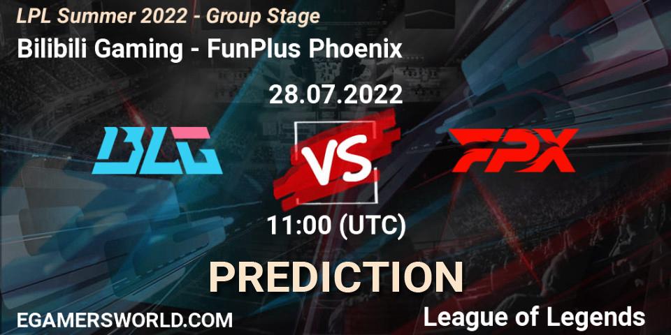 Bilibili Gaming - FunPlus Phoenix: прогноз. 28.07.2022 at 11:45, LoL, LPL Summer 2022 - Group Stage