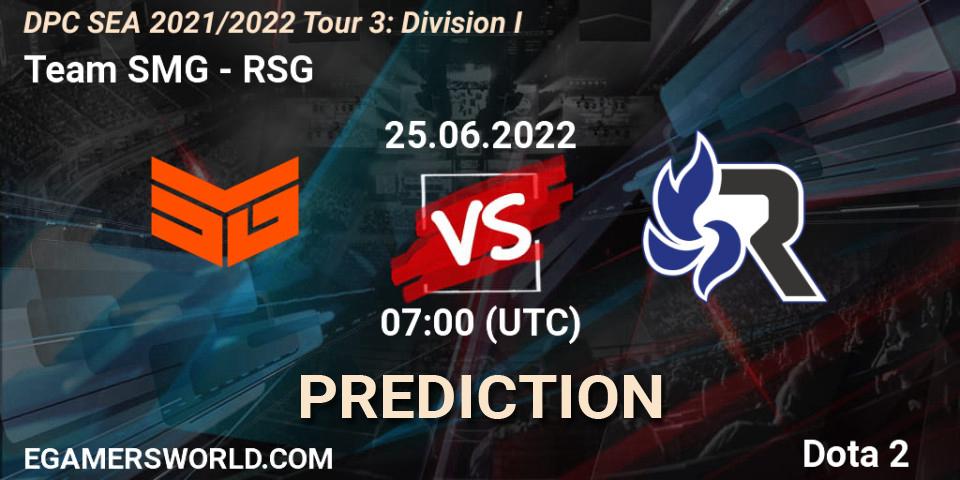Team SMG - RSG: прогноз. 25.06.2022 at 07:31, Dota 2, DPC SEA 2021/2022 Tour 3: Division I