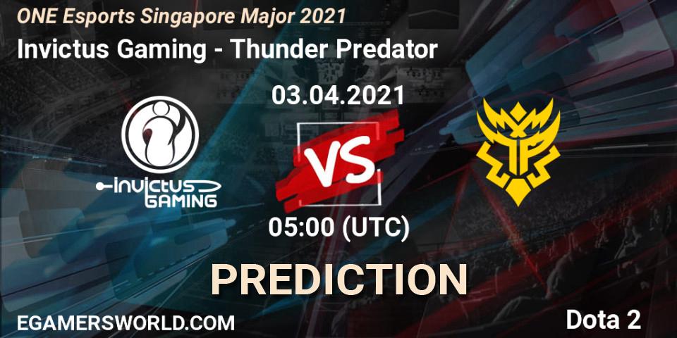 Invictus Gaming - Thunder Predator: прогноз. 03.04.2021 at 06:04, Dota 2, ONE Esports Singapore Major 2021