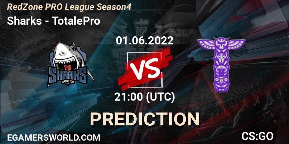 Sharks - TotalePro: прогноз. 01.06.2022 at 21:00, Counter-Strike (CS2), RedZone PRO League Season 4