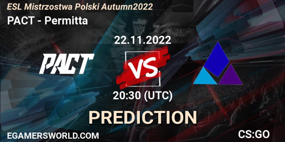 PACT - Permitta: прогноз. 22.11.2022 at 16:00, Counter-Strike (CS2), ESL Mistrzostwa Polski Autumn 2022