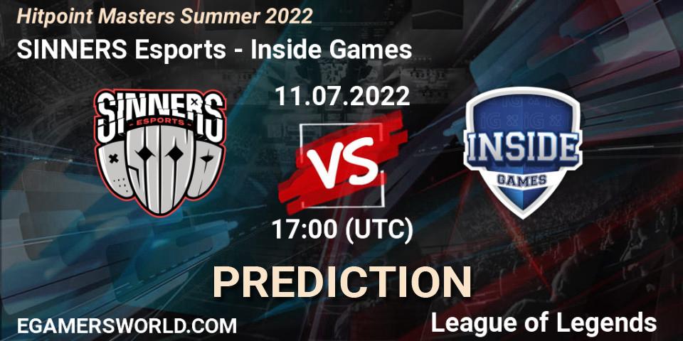 SINNERS Esports - Inside Games: прогноз. 11.07.22, LoL, Hitpoint Masters Summer 2022
