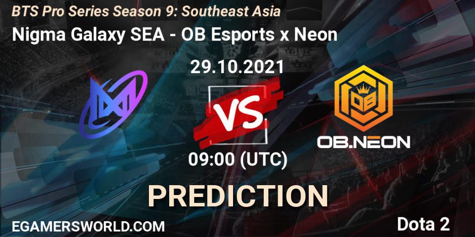 Nigma Galaxy SEA - OB Esports x Neon: прогноз. 29.10.2021 at 09:02, Dota 2, BTS Pro Series Season 9: Southeast Asia