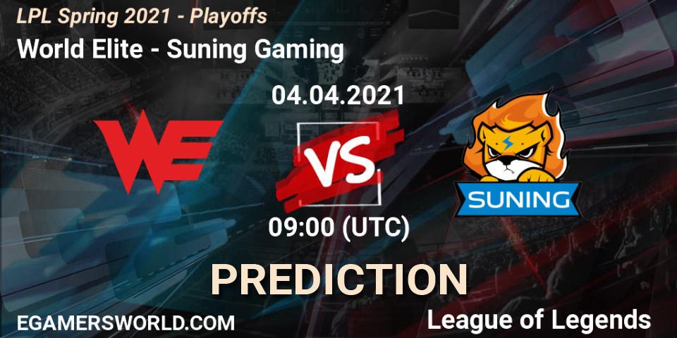 World Elite - Suning Gaming: прогноз. 04.04.2021 at 09:00, LoL, LPL Spring 2021 - Playoffs