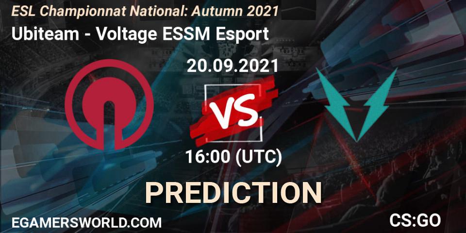 Ubiteam - Voltage ESSM Esport: прогноз. 20.09.2021 at 19:30, Counter-Strike (CS2), ESL Championnat National: Autumn 2021