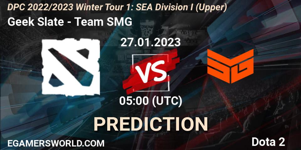 Geek Slate - Team SMG: прогноз. 27.01.2023 at 06:38, Dota 2, DPC 2022/2023 Winter Tour 1: SEA Division I (Upper)