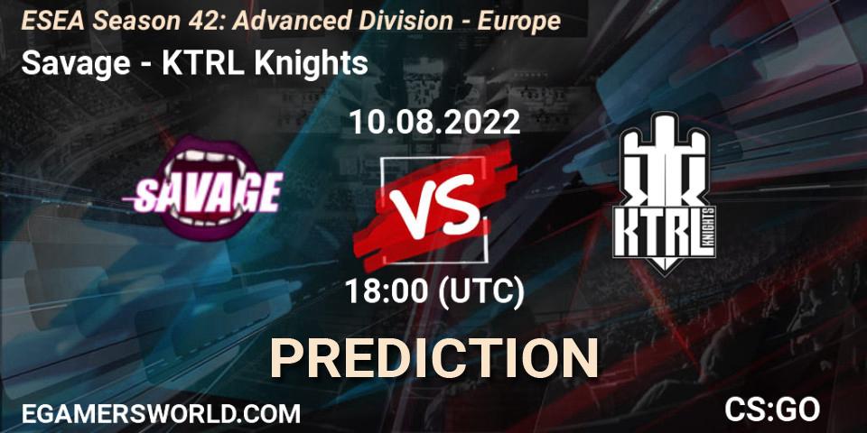 Savage - KTRL Knights: прогноз. 10.08.2022 at 18:00, Counter-Strike (CS2), ESEA Season 42: Advanced Division - Europe