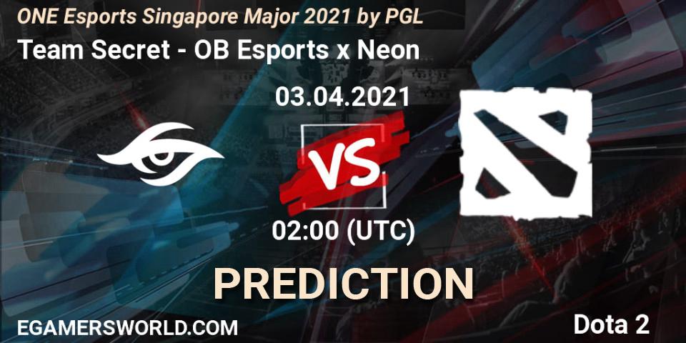 Team Secret - OB Esports x Neon: прогноз. 03.04.21, Dota 2, ONE Esports Singapore Major 2021