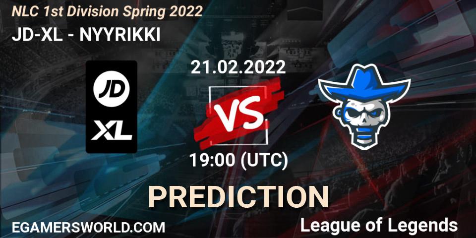JD-XL - NYYRIKKI: прогноз. 21.02.2022 at 21:00, LoL, NLC 1st Division Spring 2022
