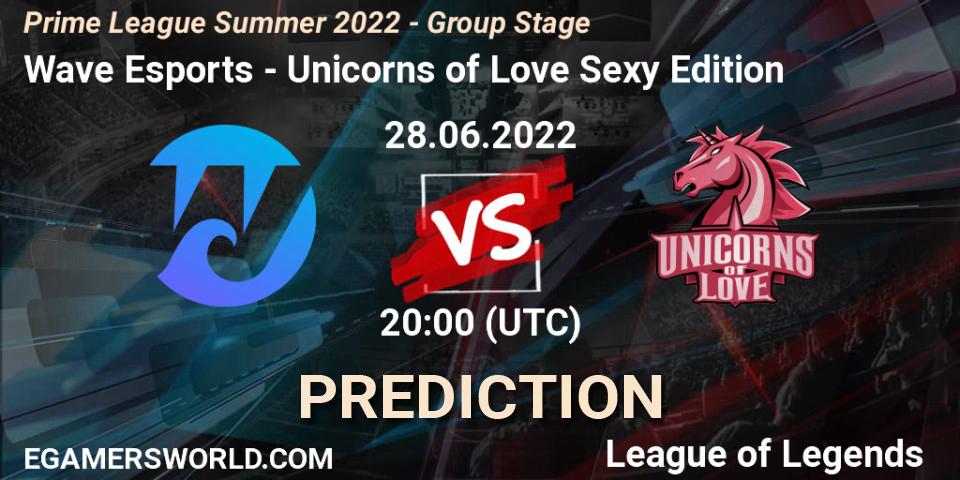 Wave Esports - Unicorns of Love Sexy Edition: прогноз. 28.06.2022 at 17:00, LoL, Prime League Summer 2022 - Group Stage