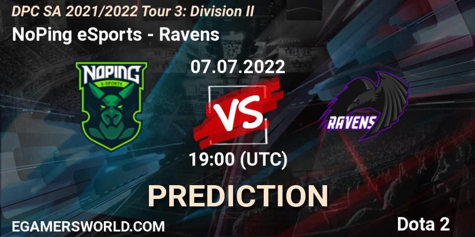 NoPing eSports - Ravens: прогноз. 07.07.22, Dota 2, DPC SA 2021/2022 Tour 3: Division II