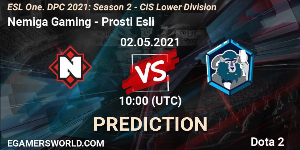 Nemiga Gaming - Prosti Esli: прогноз. 02.05.2021 at 09:55, Dota 2, ESL One. DPC 2021: Season 2 - CIS Lower Division