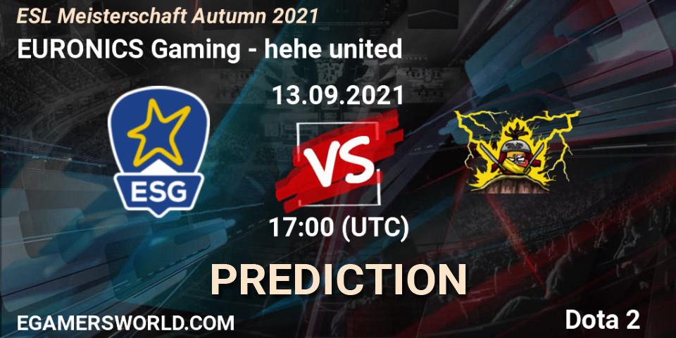 EURONICS Gaming - hehe united: прогноз. 13.09.2021 at 17:01, Dota 2, ESL Meisterschaft Autumn 2021